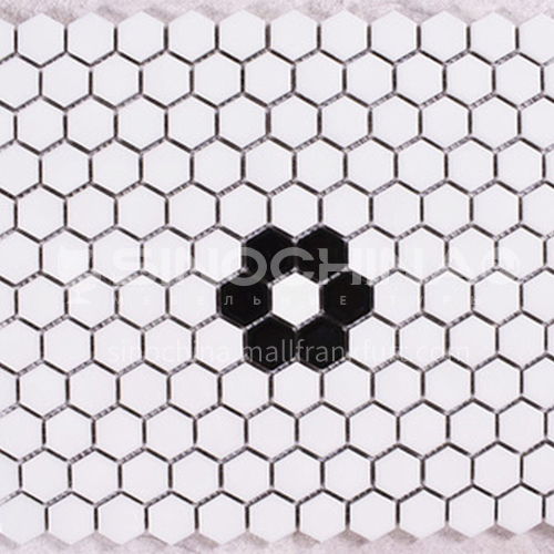 Black and white plum blossom hexagonal mosaic tiles kitchen bathroom floor tiles-ADE   Mosaic hexagonal tiles(FIGURE 2) 230×230mm